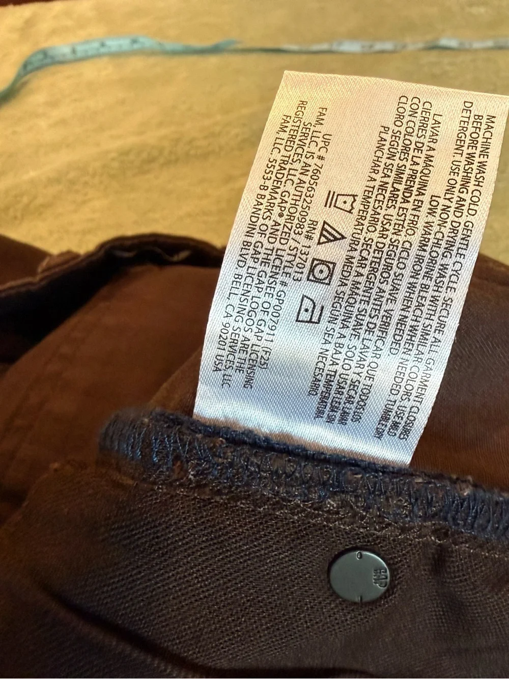 NWT GAP 5 Pocket Pant Slim Fit 38x30 Brown Stretch Twill Casual Pants